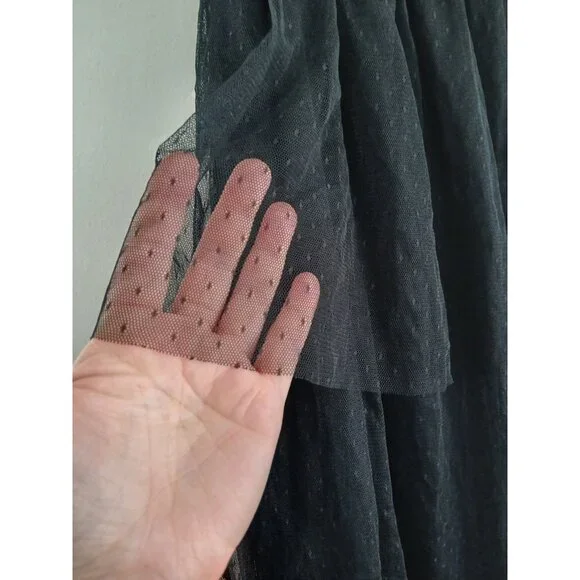 Black Tulle Tiered Mesh Midi Skirt Goth Whimsigoth Layered Coquette  Women's XS - Picture 6 of 6